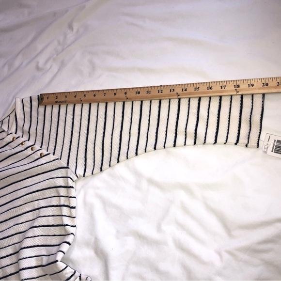 Charter Club Woman Knit Top 1X Black Cream Brass Detail 3/4 Sleeves Textured NWT - Picture 9 of 12